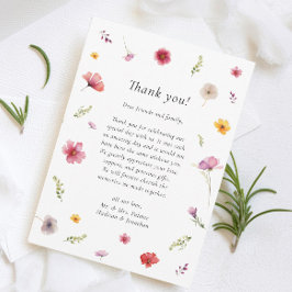 Tarjeta De Agradecimiento Boda de flores silvestres