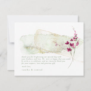 Tarjeta De Agradecimiento Boda de flores silvestres acuarela Gracias Fsa ID9