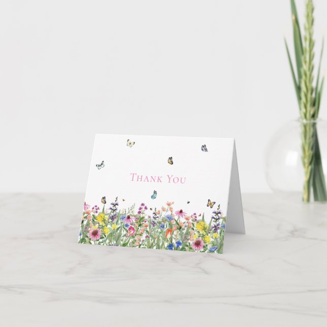 Tarjeta De Agradecimiento Boda de flores silvestres acuáticas modernas (Anverso)