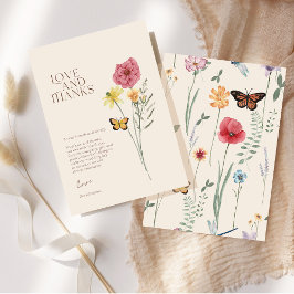 Tarjeta De Agradecimiento Boda de flores silvestres amarillas y rosadas de a