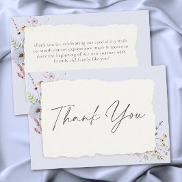 Tarjeta De Agradecimiento Boda de flores silvestres azules polvorientas rúst