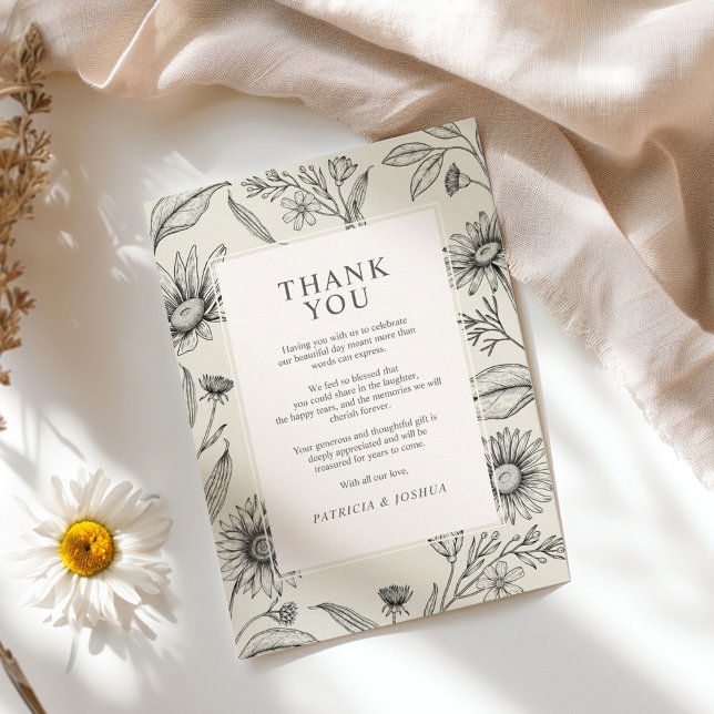 Tarjeta De Agradecimiento Boda de flores silvestres de Daisy (Subido por el creador)