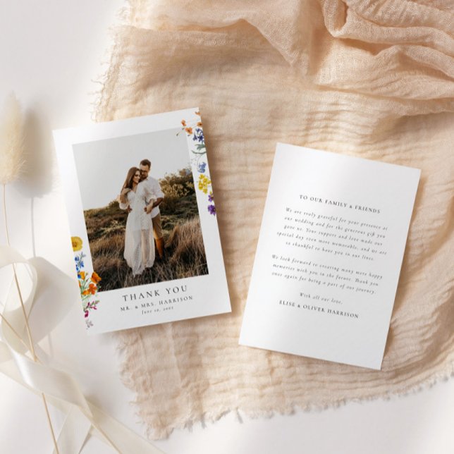 Tarjeta De Agradecimiento Boda de flores silvestres de época (Subido por el creador)