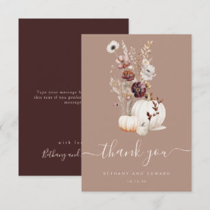 Tarjeta De Agradecimiento Boda de flores silvestres de otoño romántico