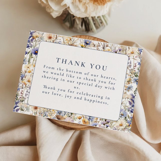 Tarjeta De Agradecimiento Boda de flores silvestres de pradera dorada (Subido por el creador)