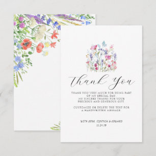 Tarjeta De Agradecimiento Boda de flores silvestres de pradera veraniega ele