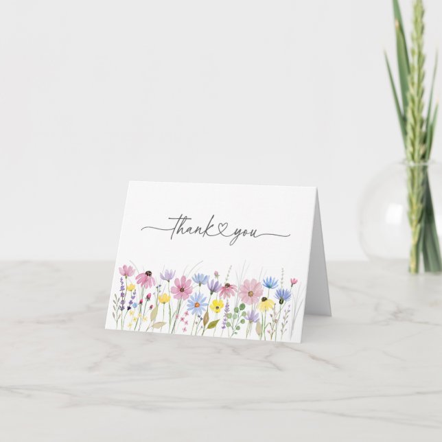 Tarjeta De Agradecimiento Boda de flores silvestres del Boho Garden romántic (Anverso)