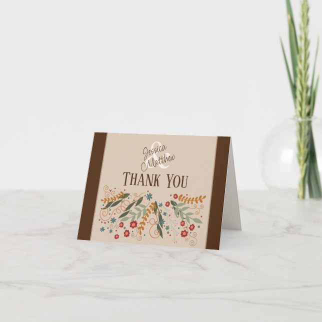 Tarjeta De Agradecimiento Boda de flores silvestres elegante preciosa inspir (Anverso)