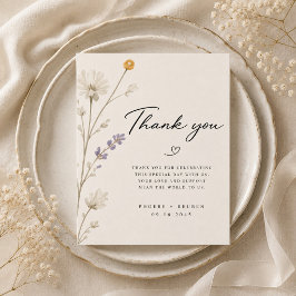 Tarjeta De Agradecimiento Boda de flores silvestres elegantes