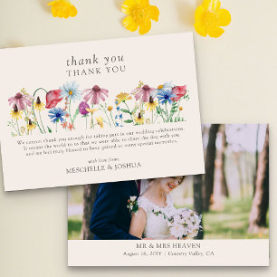 Tarjeta De Agradecimiento Boda de flores silvestres Foto floral campestre