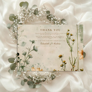 Tarjeta De Agradecimiento Boda de flores silvestres Golden Meadow