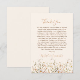 Tarjeta De Agradecimiento Boda de flores silvestres marfil y rubor