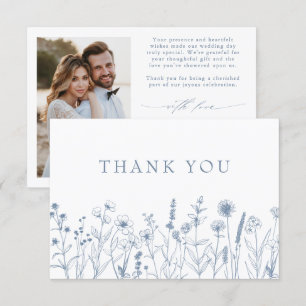 Tarjeta De Agradecimiento Boda de flores silvestres Minimalistas simples