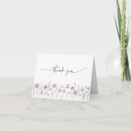 Tarjeta De Agradecimiento Boda de flores silvestres pastel vintage