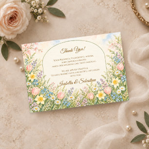 Tarjeta De Agradecimiento Boda de flores silvestres románticas de primavera