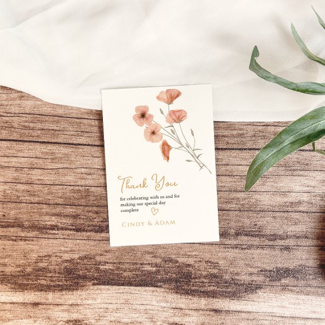 Tarjeta De Agradecimiento Boda de flores silvestres rusas rosadas de Rubor (Subido por el creador)