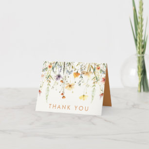 Tarjeta De Agradecimiento Boda de flores silvestres rústicas