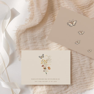 Tarjeta De Agradecimiento Boda de Flores Silvestres Rústicas Marrones y Mari