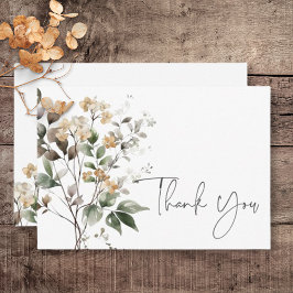 Tarjeta De Agradecimiento Boda de Flores Silvestres Rústicas Tan Fall