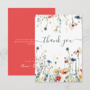 Tarjeta De Agradecimiento Boda de flores silvestres vibrantes