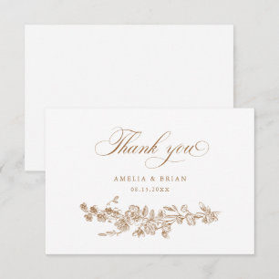 Tarjeta De Agradecimiento Boda de Flores Vintage Florales Elegantes
