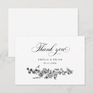 Tarjeta De Agradecimiento Boda de Flores Vintage Florales Elegantes