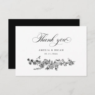 Tarjeta De Agradecimiento Boda de Flores Vintage Florales Elegantes