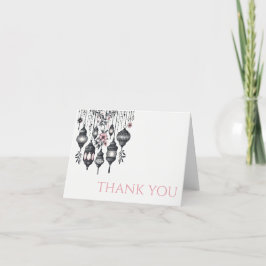 Tarjeta De Agradecimiento Boda de Flores y Farolitos Rosados