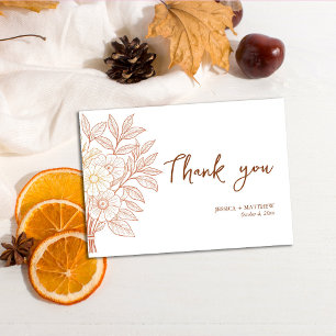 Tarjeta De Agradecimiento Boda de follaje otoñal con guión moderno
