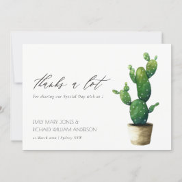 Tarjeta De Agradecimiento Boda de follaje verde de Cactus simple mínima