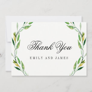 Tarjeta De Agradecimiento Boda de follaje verde Gracias Cartas