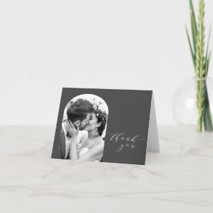 Tarjeta De Agradecimiento Boda de forma de arco personalizado Foto negro y b