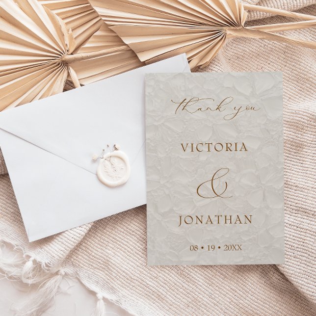 Tarjeta De Agradecimiento Boda de foto boho chic beige (Subido por el creador)