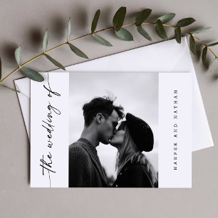 Tarjeta De Agradecimiento Boda de foto con guión manuscrito simple moderno