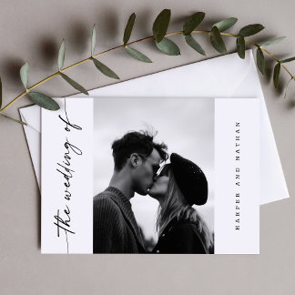 Tarjeta De Agradecimiento Boda de foto con guión manuscrito simple moderno