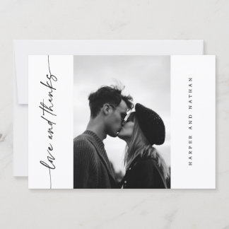 Tarjeta De Agradecimiento Boda de foto con guión manuscrito simple moderno