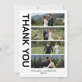 Tarjeta De Agradecimiento Boda de foto con guión moderno