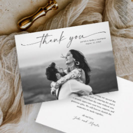 Tarjeta De Agradecimiento Boda de foto con guion moderno
