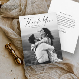 Tarjeta De Agradecimiento Boda de foto con guion moderno