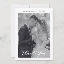 Tarjeta De Agradecimiento Boda de foto con guión moderno