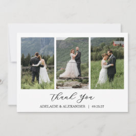Tarjeta De Agradecimiento Boda de foto con guión moderno