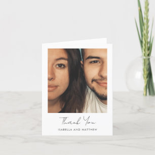 Tarjeta De Agradecimiento Boda de foto con guión moderno mínimo doblado en b