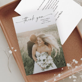 Tarjeta De Agradecimiento Boda de Foto con Guion Simple