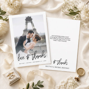 Tarjeta De Agradecimiento Boda de Foto con Letra a Mano Gradiente Moderna