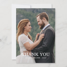 Tarjeta De Agradecimiento Boda de Foto con Letra Moderna