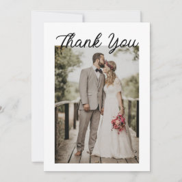 Tarjeta De Agradecimiento Boda de Foto con Letra Moderna