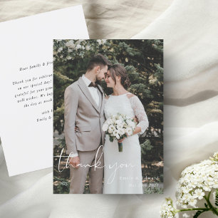 Tarjeta De Agradecimiento Boda de foto con lettering clásico a mano
