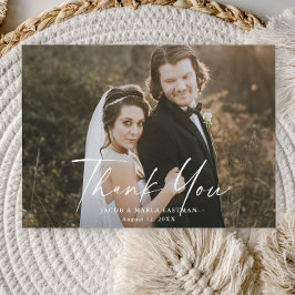 Tarjeta De Agradecimiento Boda de Foto de Caligrafía de Letra Moderna