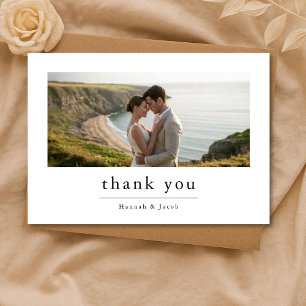 Tarjeta De Agradecimiento Boda de Foto de Destino de Playa Ultra Minimalista