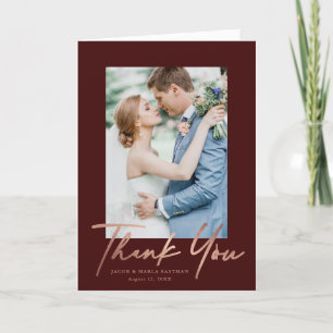 Tarjeta De Agradecimiento Boda de foto de escritura en oro rosa